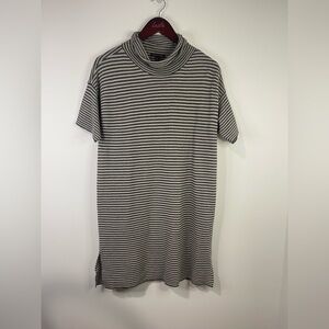 Eileen Fisher Merino  100% Wool Striped tunic dress Gray / Cream